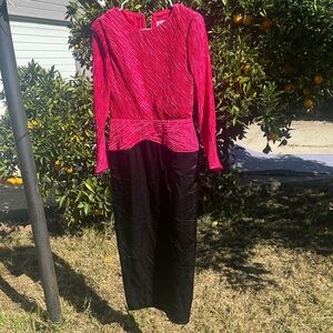 Vintage Nah Nah Collection Pink Black Peplum Dress Early 90s 🪄